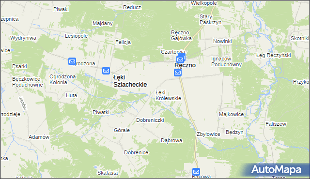 mapa Łęki Królewskie, Łęki Królewskie na mapie Targeo