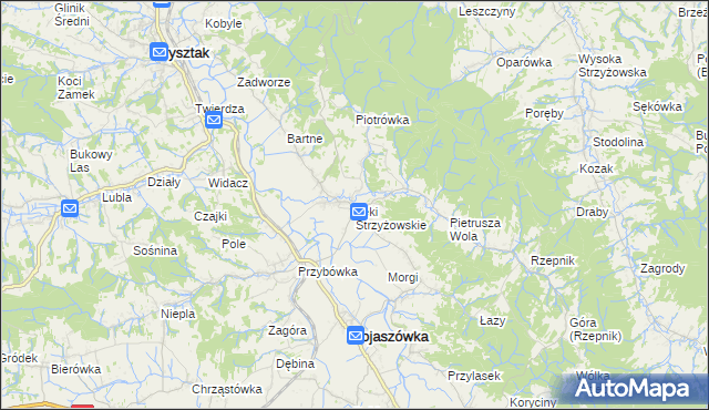 mapa Łęki Strzyżowskie, Łęki Strzyżowskie na mapie Targeo