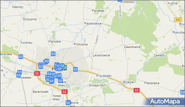 mapa Lenartowice gmina Pleszew, Lenartowice gmina Pleszew na mapie Targeo