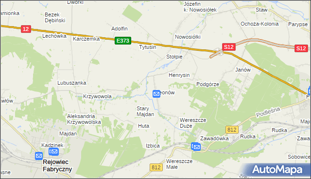 mapa Leonów gmina Rejowiec, Leonów gmina Rejowiec na mapie Targeo