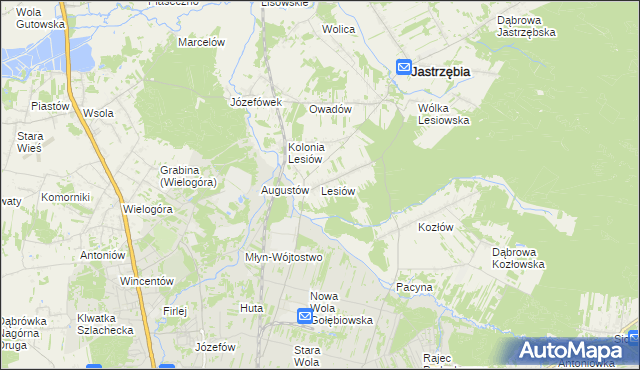 mapa Lesiów, Lesiów na mapie Targeo