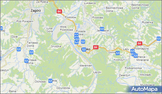 mapa Lesko, Lesko na mapie Targeo