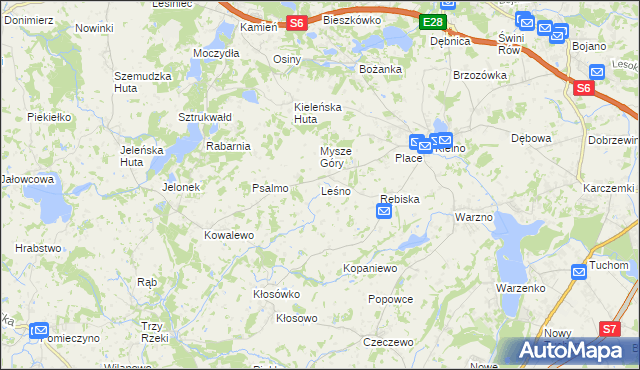 mapa Leśno gmina Szemud, Leśno gmina Szemud na mapie Targeo