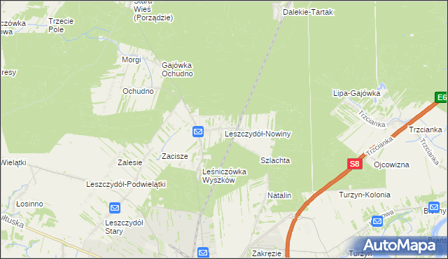 mapa Leszczydół-Nowiny, Leszczydół-Nowiny na mapie Targeo