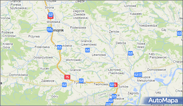 mapa Lewniowa, Lewniowa na mapie Targeo