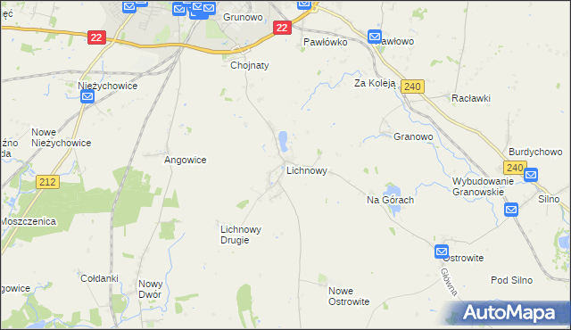 mapa Lichnowy gmina Chojnice, Lichnowy gmina Chojnice na mapie Targeo