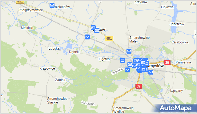 mapa Ligotka gmina Namysłów, Ligotka gmina Namysłów na mapie Targeo