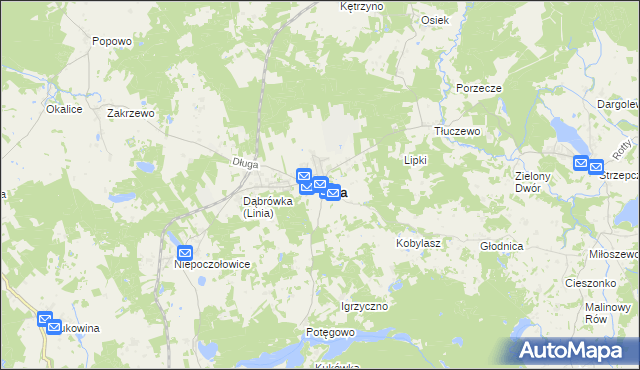 mapa Linia powiat wejherowski, Linia powiat wejherowski na mapie Targeo
