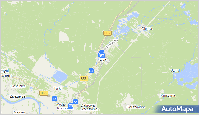 mapa Lipa gmina Zaklików, Lipa gmina Zaklików na mapie Targeo