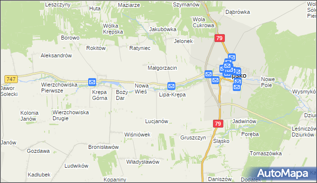 mapa Lipa-Krępa, Lipa-Krępa na mapie Targeo