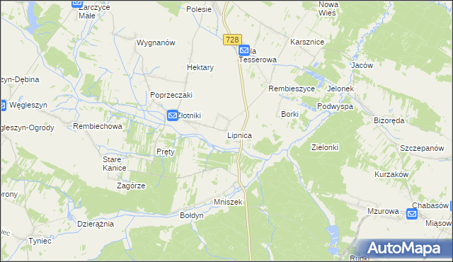 mapa Lipnica gmina Małogoszcz, Lipnica gmina Małogoszcz na mapie Targeo