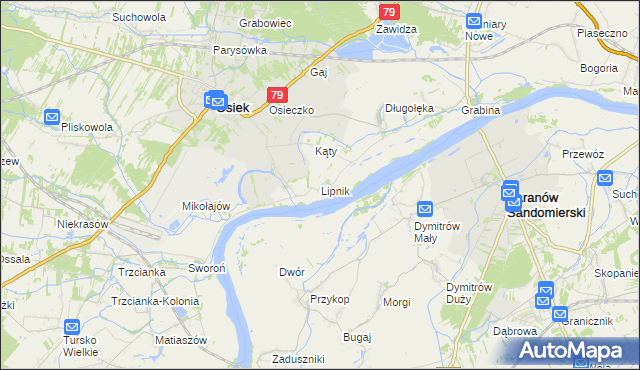 mapa Lipnik gmina Osiek, Lipnik gmina Osiek na mapie Targeo