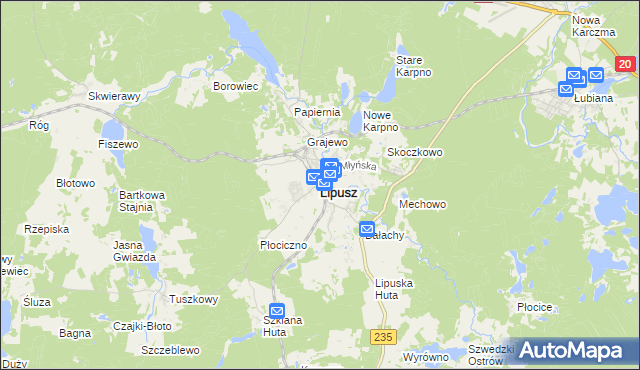 mapa Lipusz, Lipusz na mapie Targeo