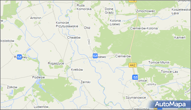 mapa Lisewo gmina Pyzdry, Lisewo gmina Pyzdry na mapie Targeo