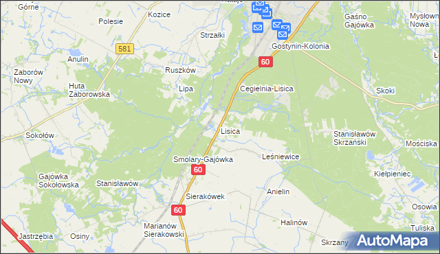 mapa Lisica, Lisica na mapie Targeo