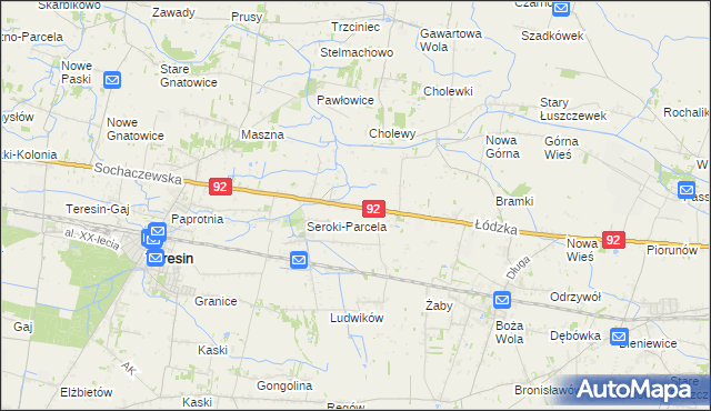 mapa Lisice gmina Teresin, Lisice gmina Teresin na mapie Targeo