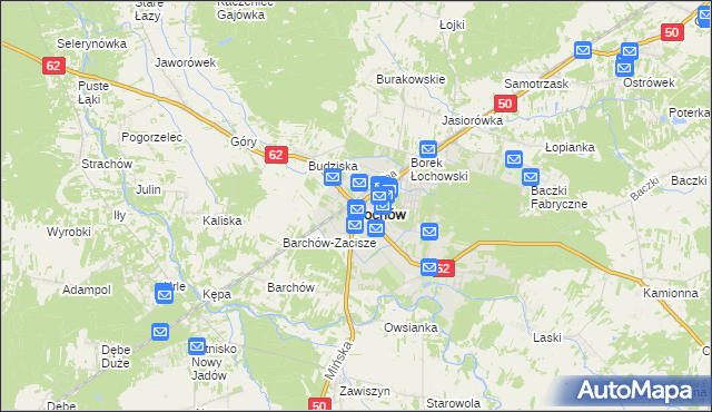 mapa Łochów powiat węgrowski, Łochów powiat węgrowski na mapie Targeo