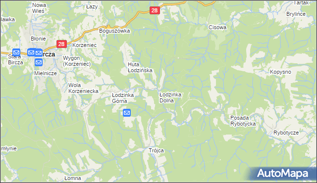 mapa Łodzinka Dolna, Łodzinka Dolna na mapie Targeo