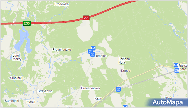 mapa Łomnica gmina Zbąszyń, Łomnica gmina Zbąszyń na mapie Targeo