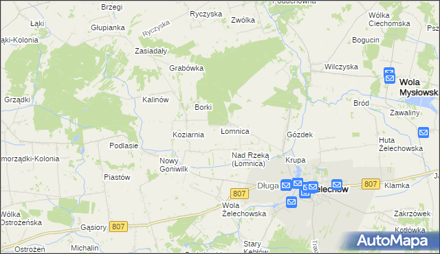 mapa Łomnica gmina Żelechów, Łomnica gmina Żelechów na mapie Targeo