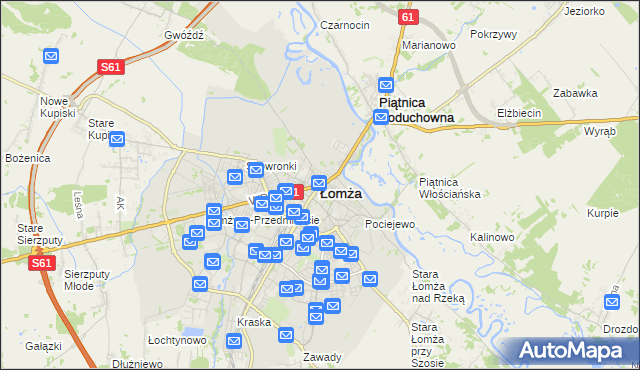 mapa Łomży, Łomża na mapie Targeo