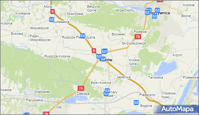 mapa Łoniów, Łoniów na mapie Targeo
