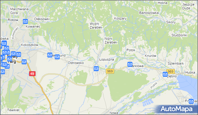 mapa Łopuszna, Łopuszna na mapie Targeo