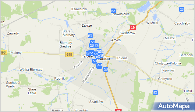 mapa Łosice, Łosice na mapie Targeo