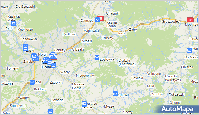 mapa Łostówka, Łostówka na mapie Targeo