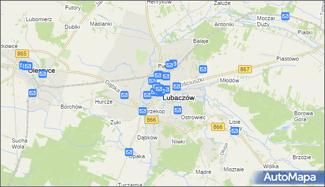 mapa Lubaczów, Lubaczów na mapie Targeo