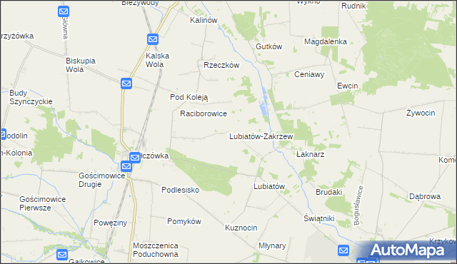 mapa Lubiatów-Zakrzew, Lubiatów-Zakrzew na mapie Targeo