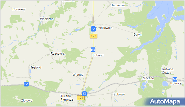 mapa Lubiesz gmina Tuczno, Lubiesz gmina Tuczno na mapie Targeo