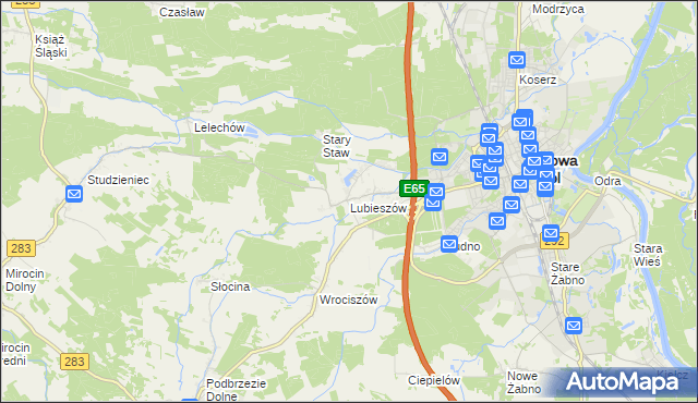 mapa Lubieszów gmina Nowa Sól, Lubieszów gmina Nowa Sól na mapie Targeo