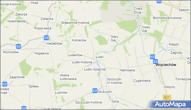mapa Łubki gmina Wojciechów, Łubki gmina Wojciechów na mapie Targeo