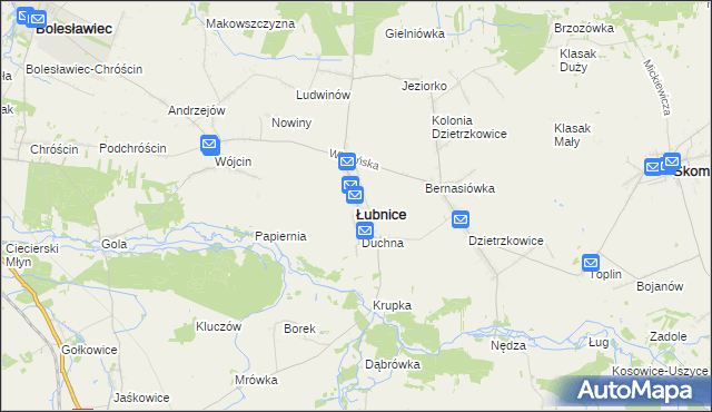 mapa Łubnice powiat wieruszowski, Łubnice powiat wieruszowski na mapie Targeo