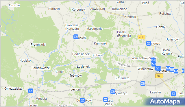 mapa Łubno gmina Piekoszów, Łubno gmina Piekoszów na mapie Targeo