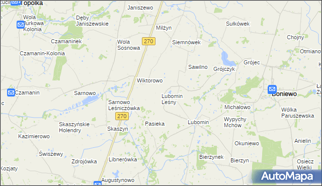 mapa Lubomin Leśny, Lubomin Leśny na mapie Targeo