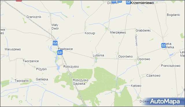mapa Lubonia gmina Krzemieniewo, Lubonia gmina Krzemieniewo na mapie Targeo
