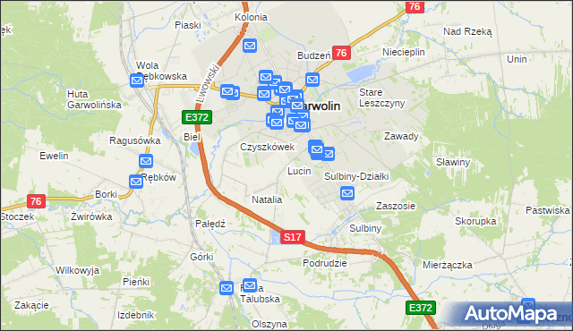 mapa Lucin gmina Garwolin, Lucin gmina Garwolin na mapie Targeo