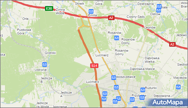 mapa Lućmierz-Ośrodek, Lućmierz-Ośrodek na mapie Targeo