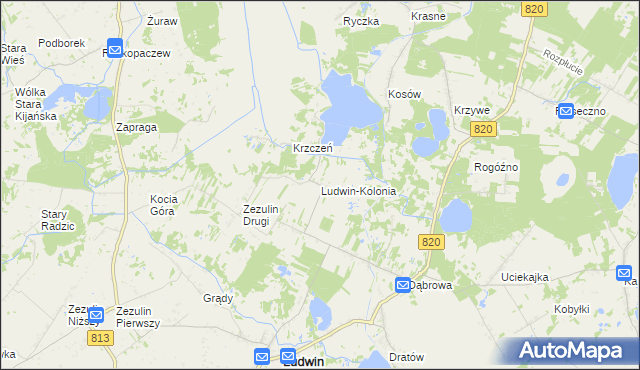 mapa Ludwin-Kolonia, Ludwin-Kolonia na mapie Targeo