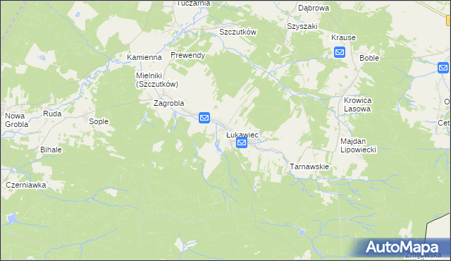 mapa Łukawiec gmina Wielkie Oczy, Łukawiec gmina Wielkie Oczy na mapie Targeo