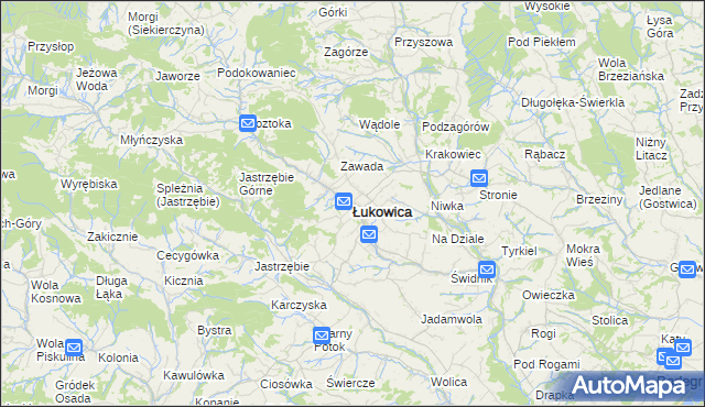 mapa Łukowica, Łukowica na mapie Targeo