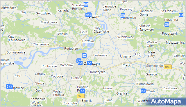 mapa Lusławice gmina Zakliczyn, Lusławice gmina Zakliczyn na mapie Targeo