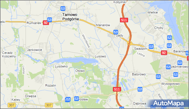 mapa Lusowo, Lusowo na mapie Targeo