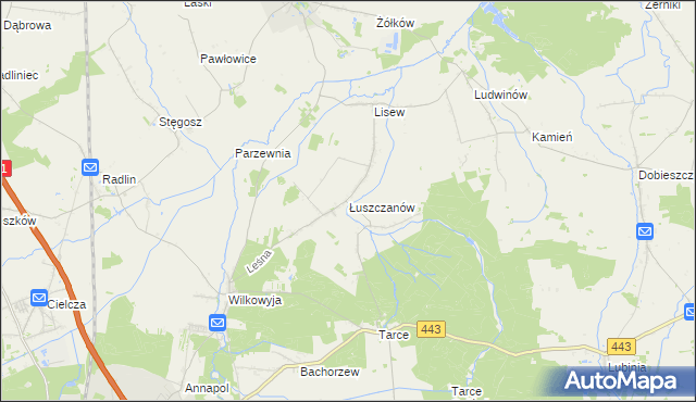 mapa Łuszczanów, Łuszczanów na mapie Targeo