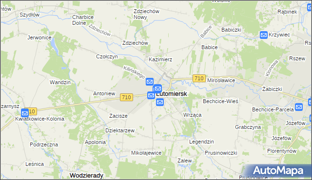 mapa Lutomiersk, Lutomiersk na mapie Targeo