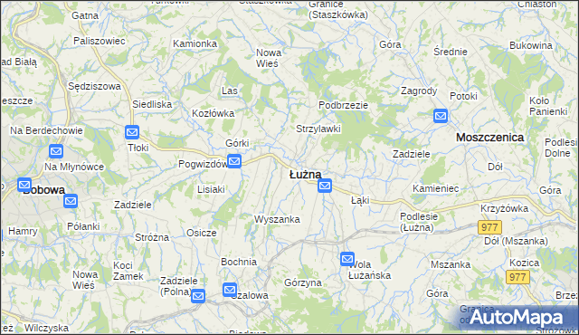 mapa Łużna, Łużna na mapie Targeo