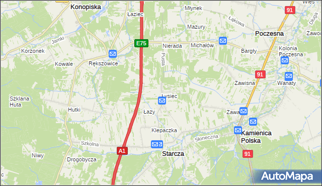 mapa Łysiec, Łysiec na mapie Targeo