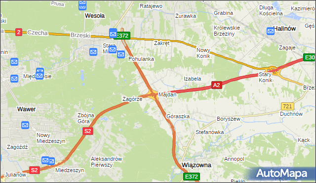 mapa Majdan gmina Wiązowna, Majdan gmina Wiązowna na mapie Targeo